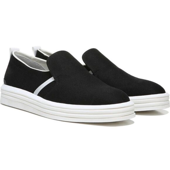 Franco Sarto Sneaker Women’s Size 8.5 Black White Canvas Slip On Style - Picture 1 of 8